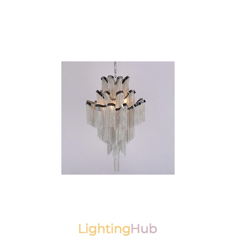 Aluminum Stream Chandelier Designer Pendant Light Silver Colour Spiral Staircase staircase