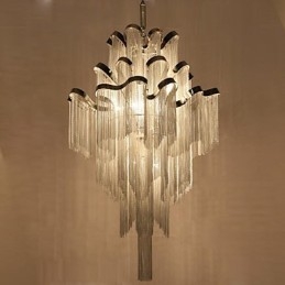 Aluminum Stream Chandelier Designer Pendant Light Silver Colour Spiral Staircase staircase