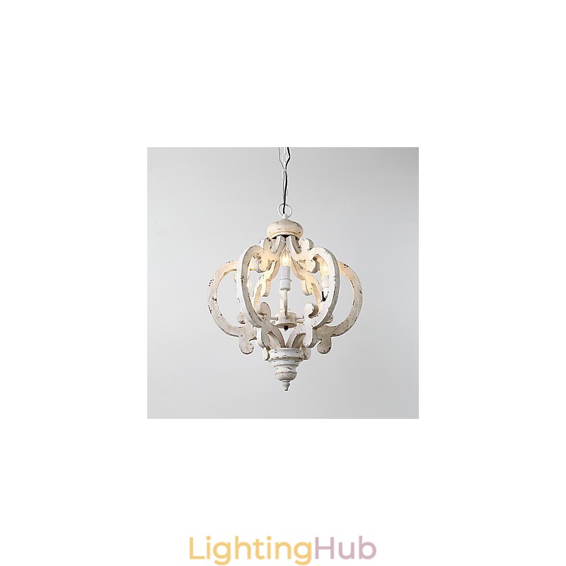 Vintage Painting Feature Mini Style Wood Bamboo Chandelier Lamp the Decorate Pendant Lamp