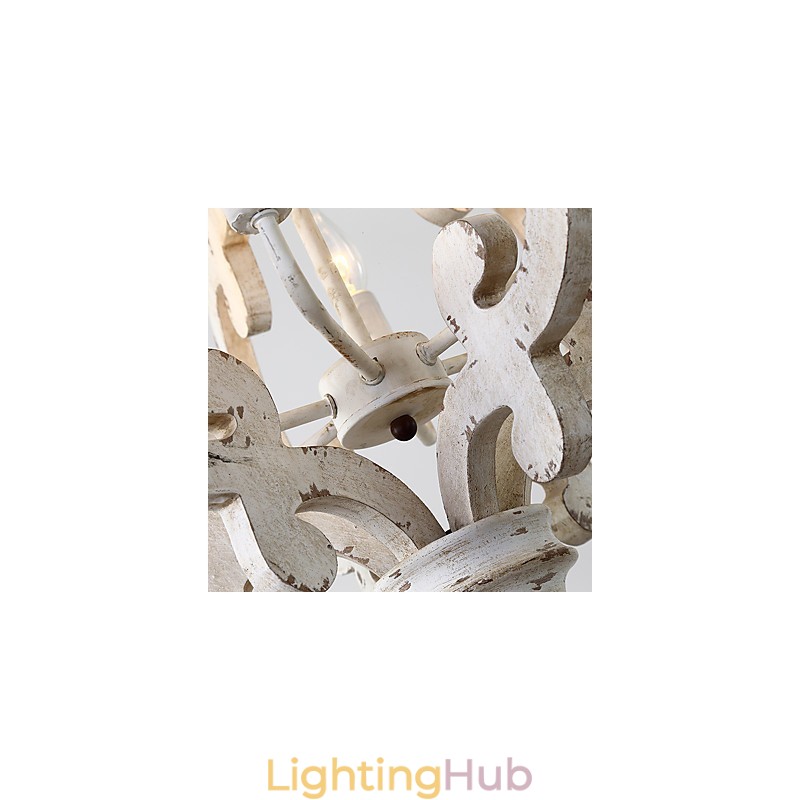 Vintage Painting Feature Mini Style Wood Bamboo Chandelier Lamp the Decorate Pendant Lamp