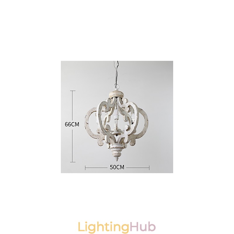 Vintage Painting Feature Mini Style Wood Bamboo Chandelier Lamp the Decorate Pendant Lamp