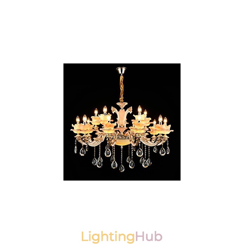 Pendant Light Zinc Alloy Feature for Crystal Mini Style Metal Indoors Shops 15 Bulbs