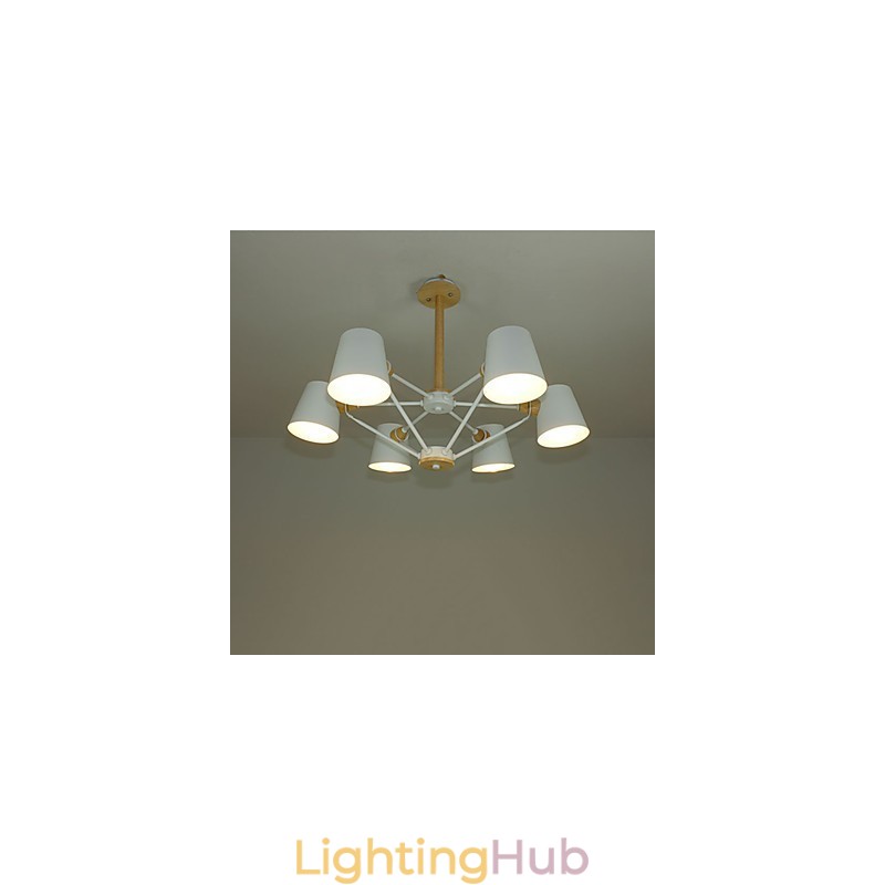 Multi Colours Macaron Wood Vintage Painting Feature Metal Chandelier