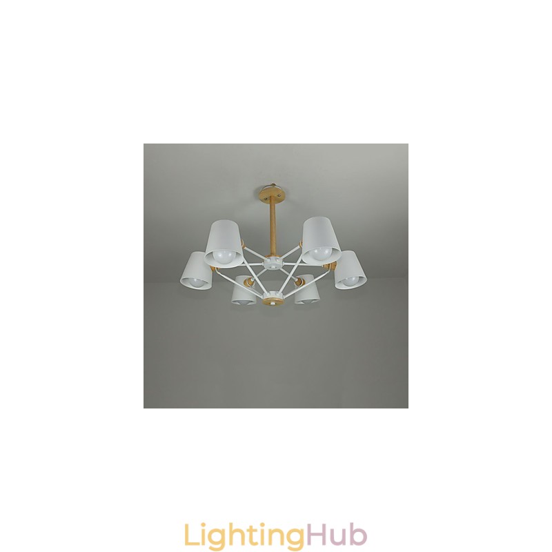 Multi Colours Macaron Wood Vintage Painting Feature Metal Chandelier