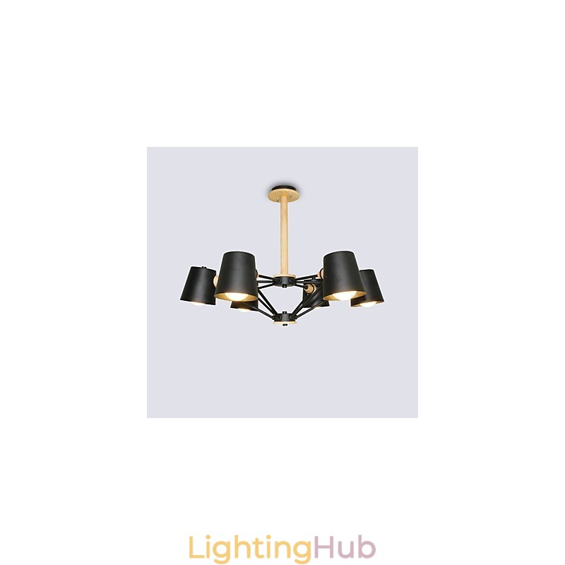 Multi Colours Macaron Wood Vintage Painting Feature Metal Chandelier