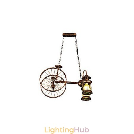 Rustic Lodge Vintage Retro Country Globe Painting Feature for Mini Style Designers Metal Chandelier