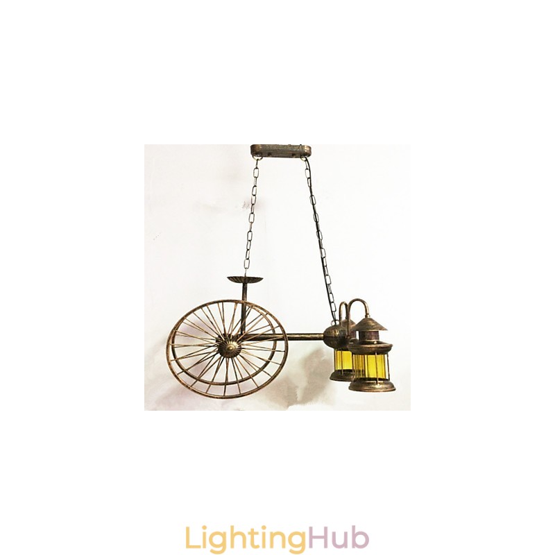 Rustic Lodge Vintage Retro Country Globe Painting Feature for Mini Style Designers Metal Chandelier