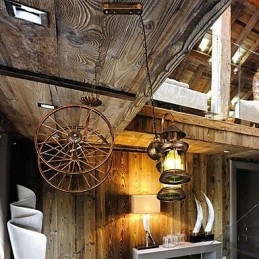 Rustic Lodge Vintage Retro Country Globe Painting Feature for Mini Style Designers Metal Chandelier