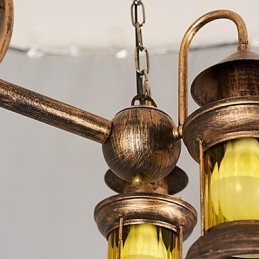 Rustic Lodge Vintage Retro Country Globe Painting Feature for Mini Style Designers Metal Chandelier