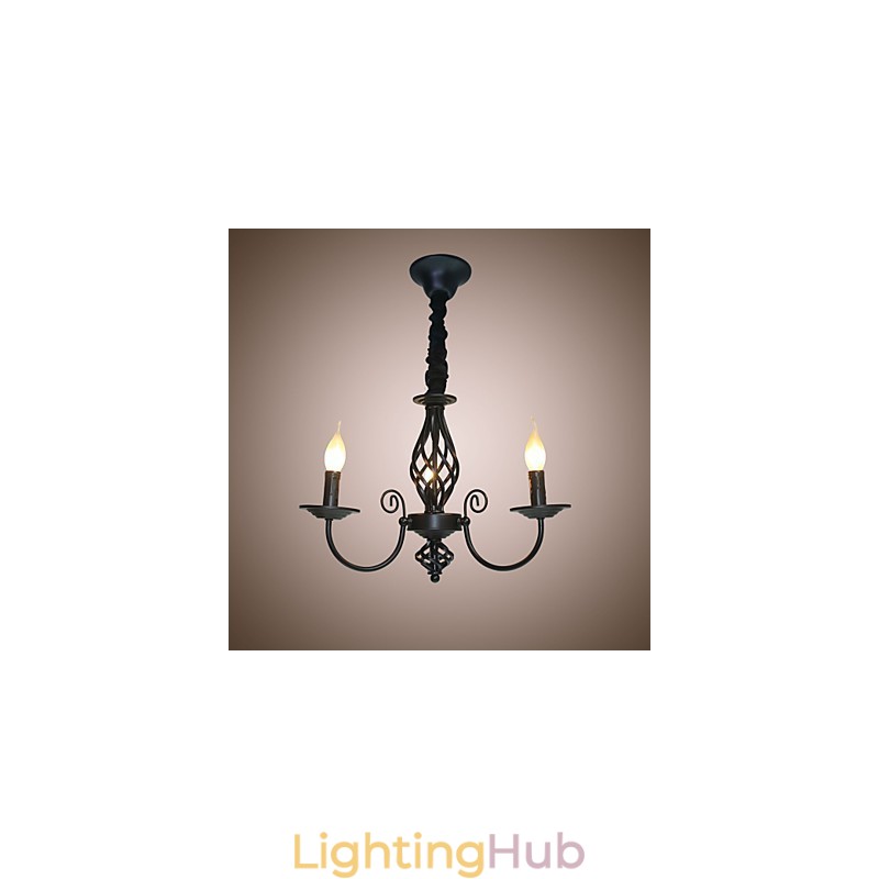 European Style Chandelier 3 Lights Chandelier Simple Lights Creative Iron Candles Lamps