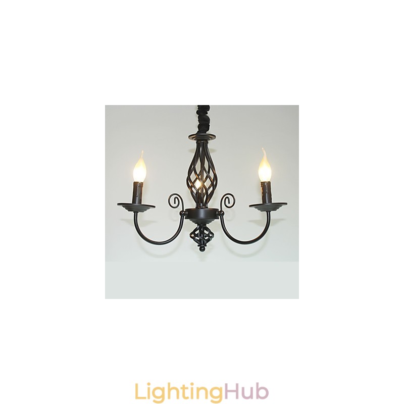 European Style Chandelier 3 Lights Chandelier Simple Lights Creative Iron Candles Lamps
