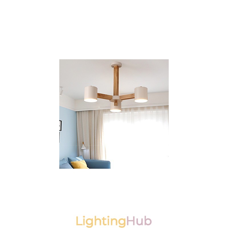 3 Lights Chandelier Modern Contemporary Traditional Classic Vintage Country Wood Feature for Wood