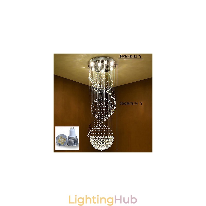 Crystal Ceiling Chandelier Pendant Light Indoor Home Hanging Lighting Lamps Fixtures for Stairs