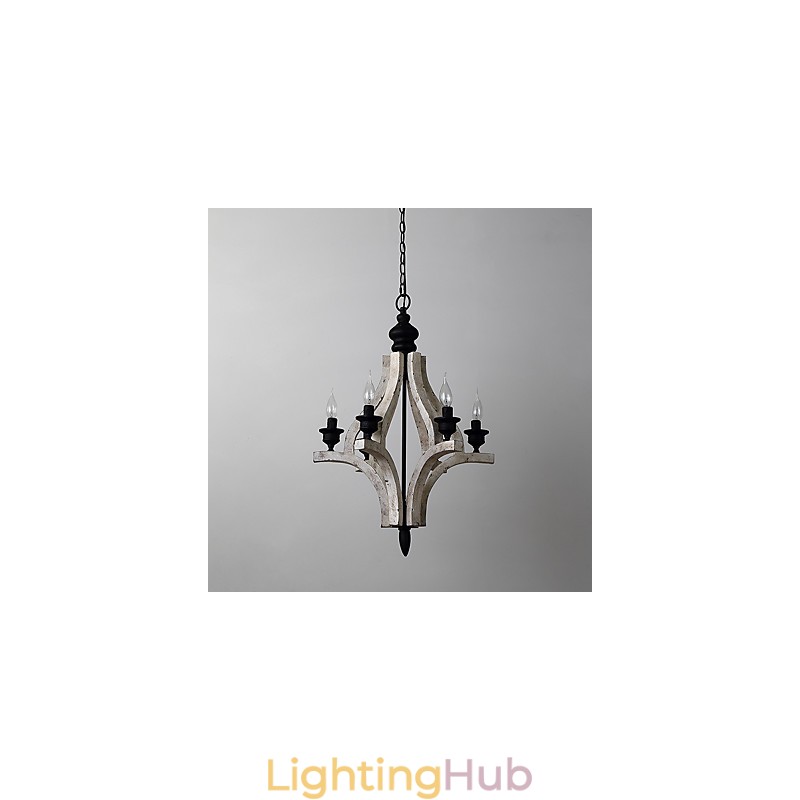 Vintage Painting Feature Mini Style Wood Bamboo Chandelier Lamp the Decorate Pendant Lamp
