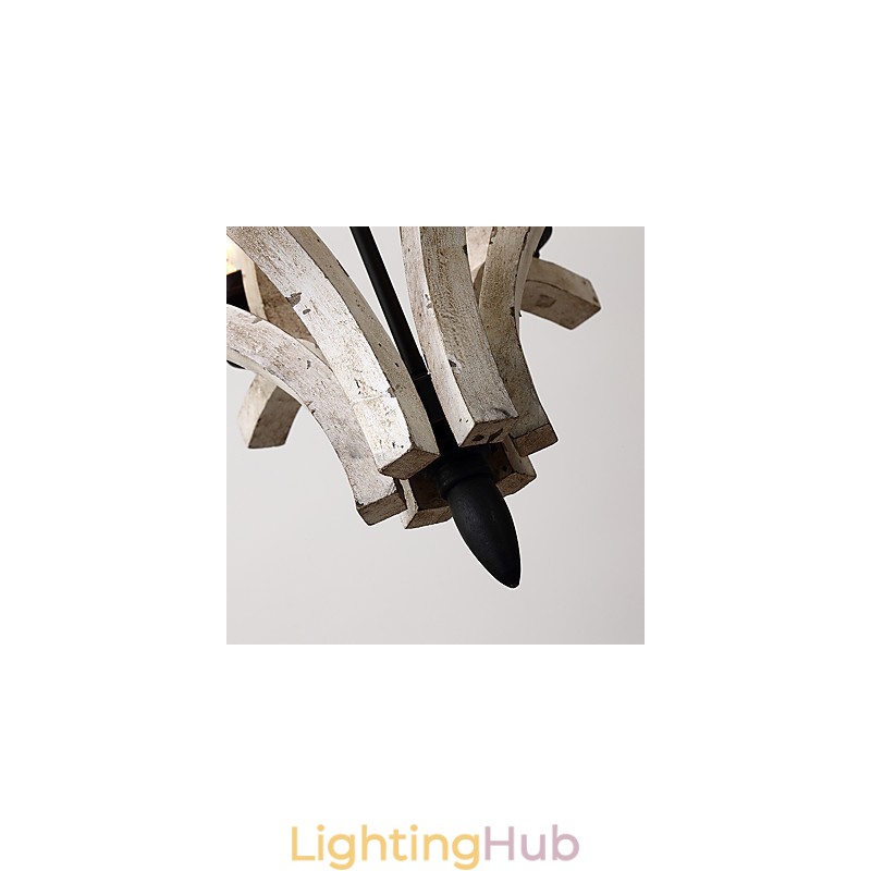 Vintage Painting Feature Mini Style Wood Bamboo Chandelier Lamp the Decorate Pendant Lamp