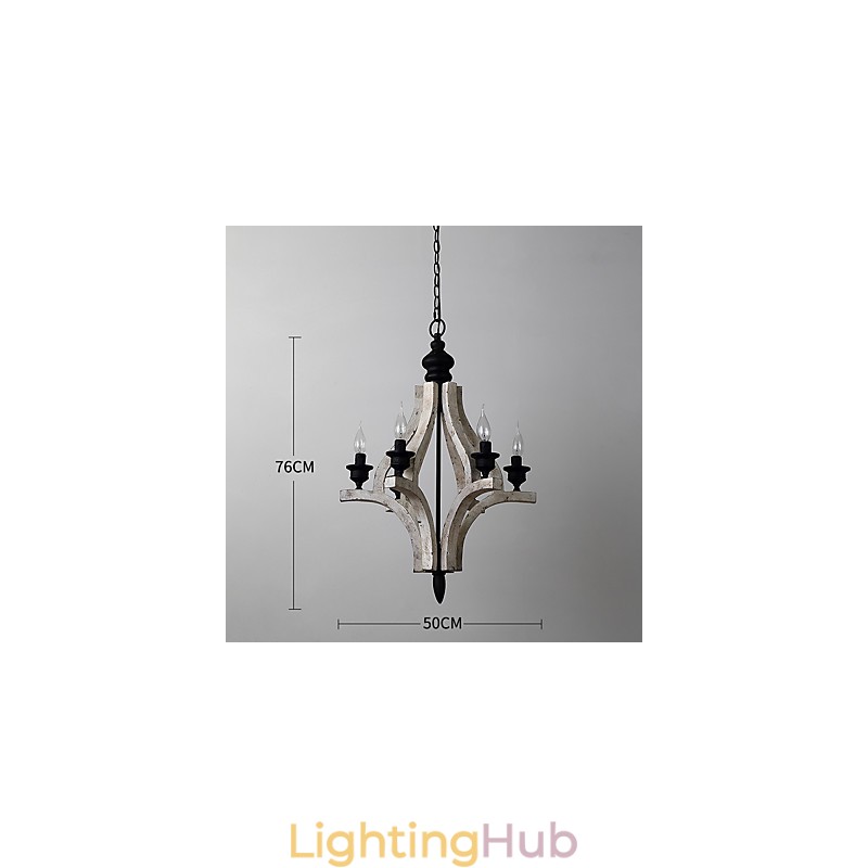 Vintage Painting Feature Mini Style Wood Bamboo Chandelier Lamp the Decorate Pendant Lamp