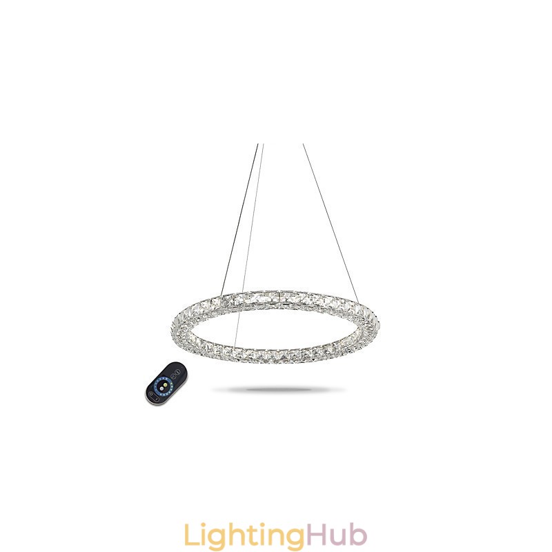 Modern Ring Crystal Pendant Light Crystal Chandelier Ceiling Light Indoor Lamps Fixtures Dimmable with Remote Control