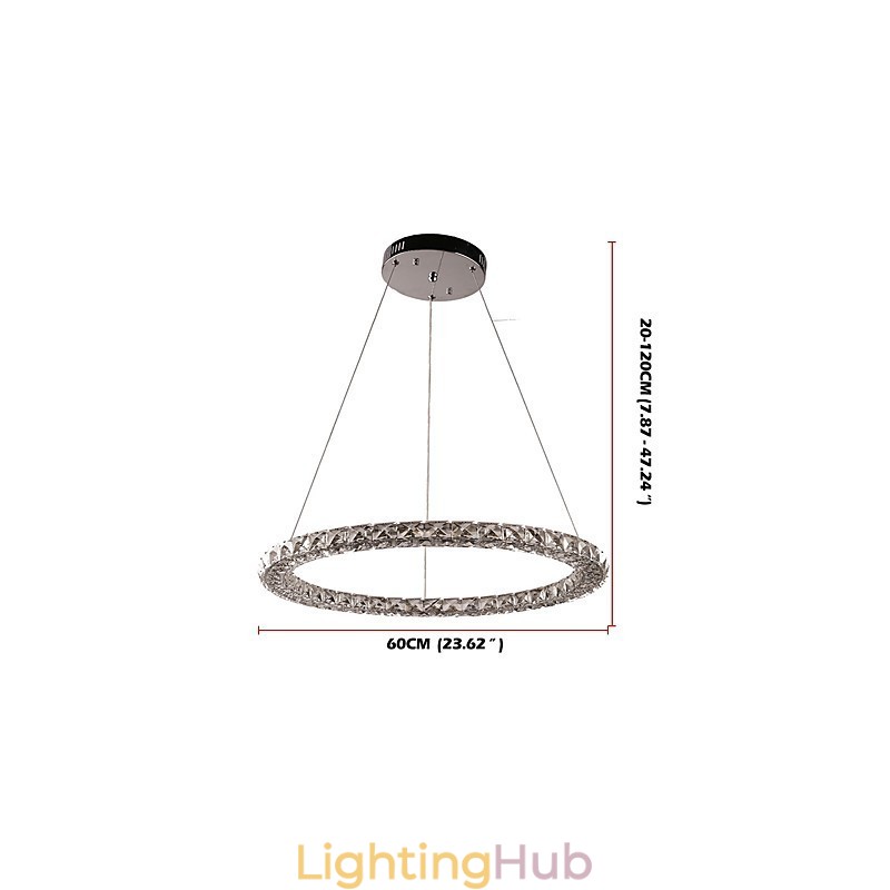 Modern Ring Crystal Pendant Light Crystal Chandelier Ceiling Light Indoor Lamps Fixtures Dimmable with Remote Control