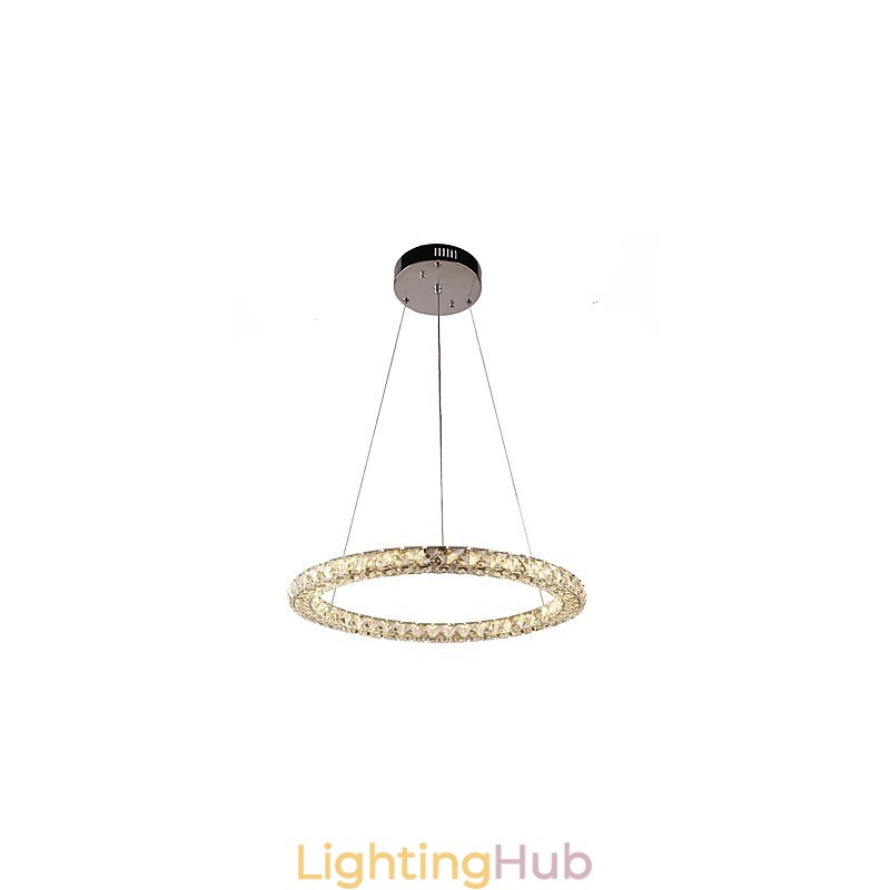 Modern Ring Crystal Pendant Light Crystal Chandelier Ceiling Light Indoor Lamps Fixtures Dimmable with Remote Control