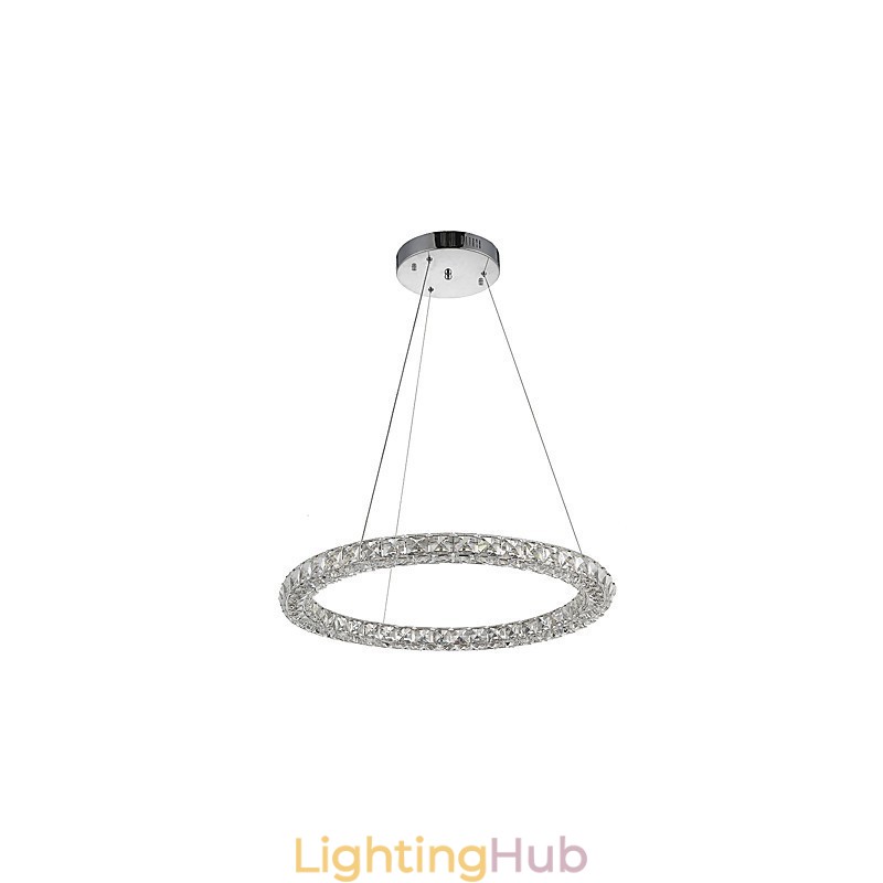 Modern Ring Crystal Pendant Light Crystal Chandelier Ceiling Light Indoor Lamps Fixtures Dimmable with Remote Control