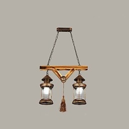 Rustic Lodge Globe Vintage Retro Country Painting Feature for Mini Style Designers Metal Chandelier