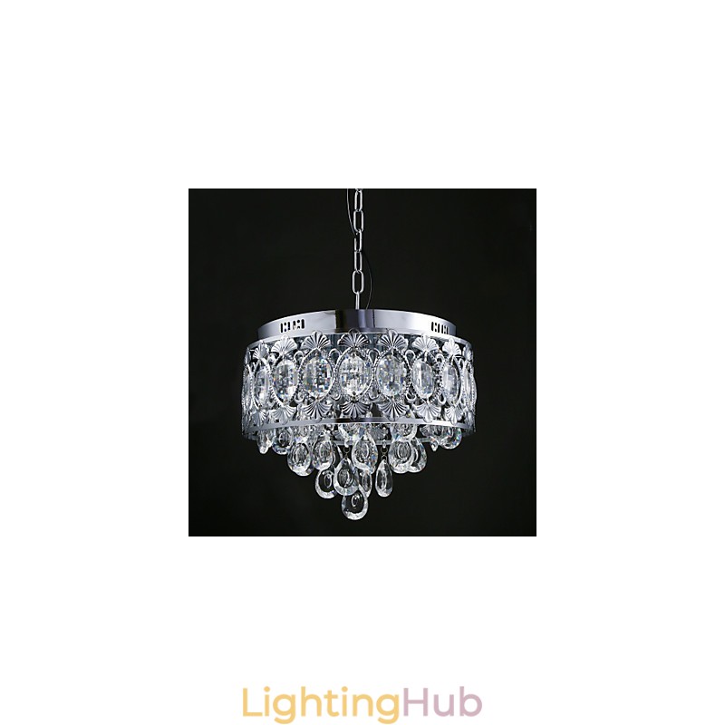 Elegant Modern Transparent Crystal Chandelier with 4 Lights