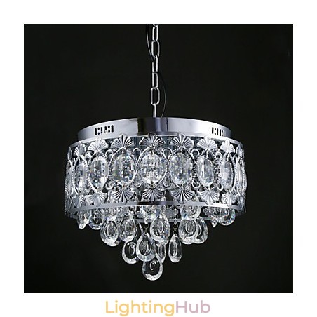 Elegant Modern Transparent Crystal Chandelier with 4 Lights