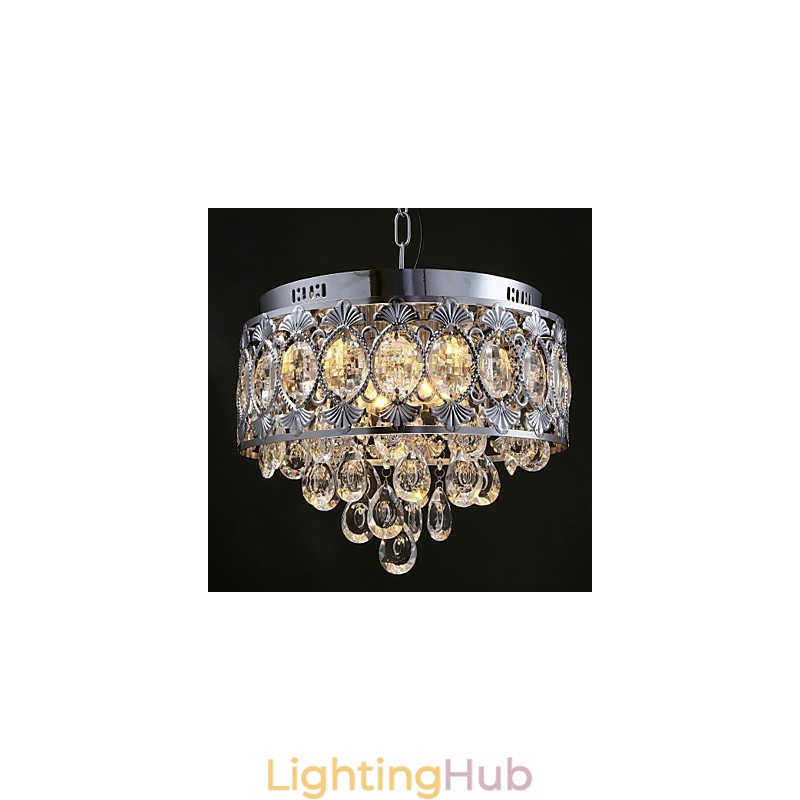 Elegant Modern Transparent Crystal Chandelier with 4 Lights