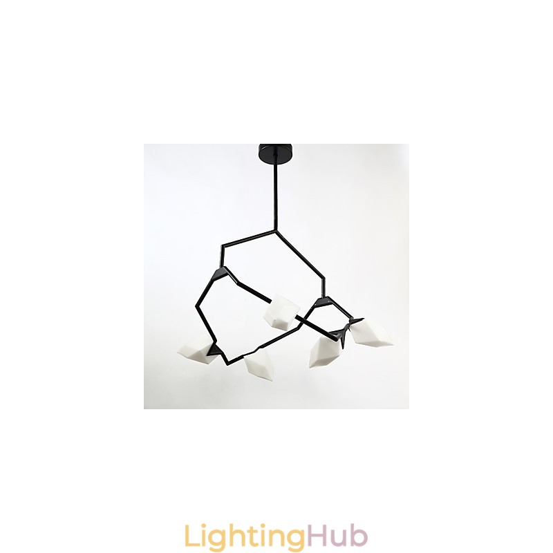Five Light Post Modern Metal with Glass Peach Chandelier Lamp the Canteen Decorate Pendant Lamp