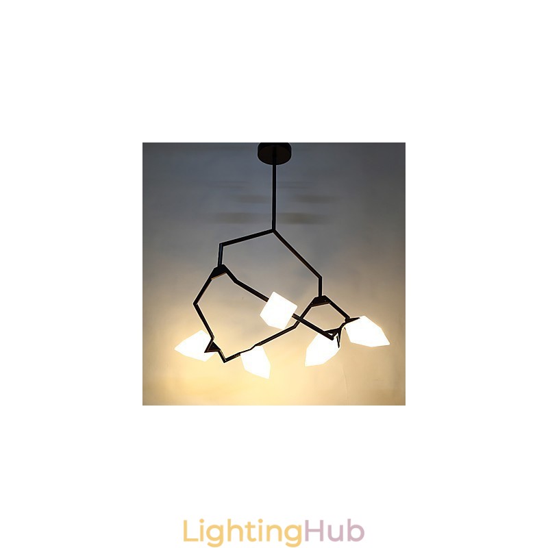 Five Light Post Modern Metal with Glass Peach Chandelier Lamp the Canteen Decorate Pendant Lamp