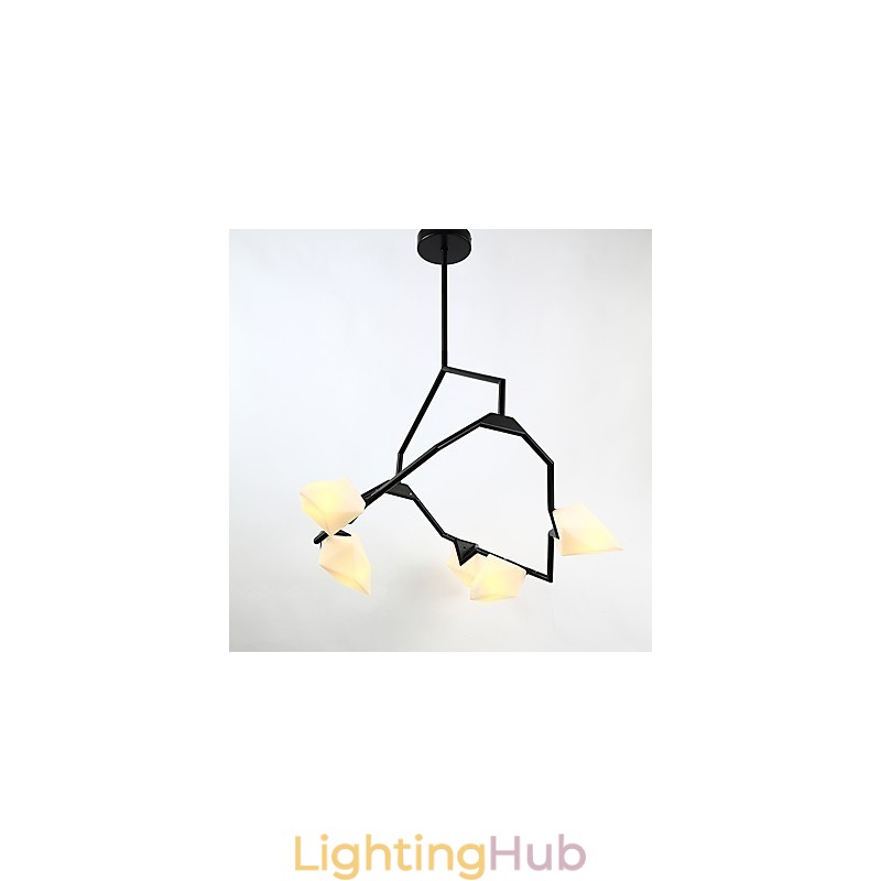 Five Light Post Modern Metal with Glass Peach Chandelier Lamp the Canteen Decorate Pendant Lamp