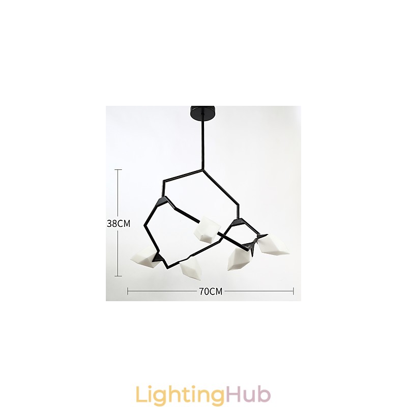 Five Light Post Modern Metal with Glass Peach Chandelier Lamp the Canteen Decorate Pendant Lamp