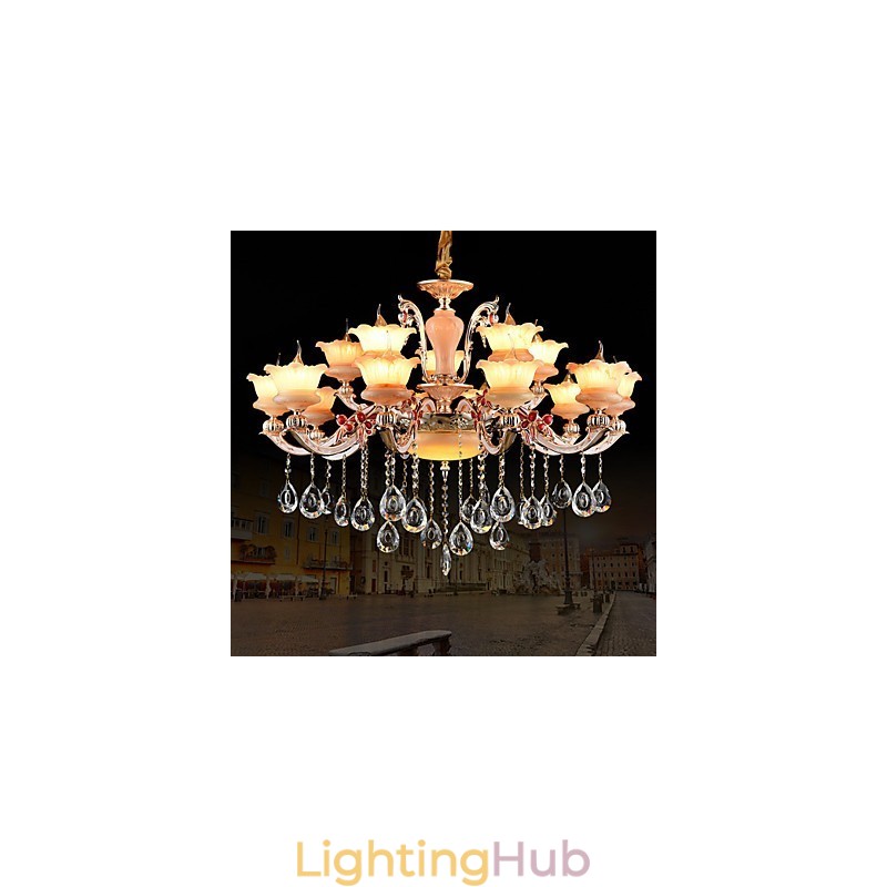 Pendant Light Zinc Alloy Feature for Crystal Mini Style Metal Indoors Shops 15 Bulbs