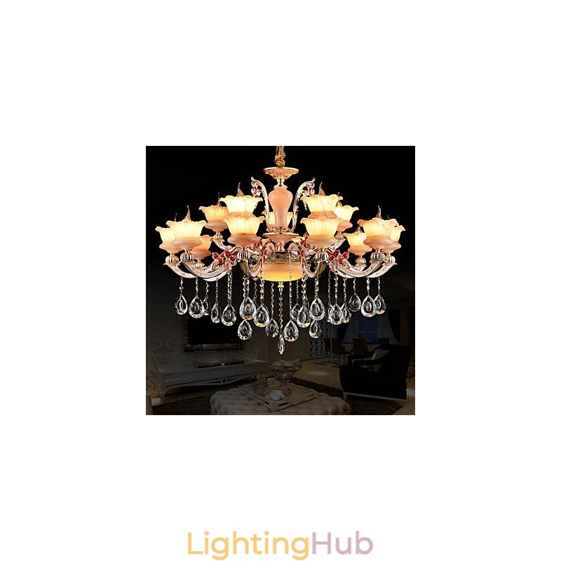 Pendant Light Zinc Alloy Feature for Crystal Mini Style Metal Indoors Shops 15 Bulbs