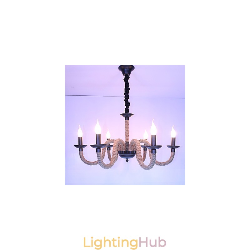 Loft Industrial Wind Vintage Iron Lamps Shops Chandelier Rope Chandelier Lights