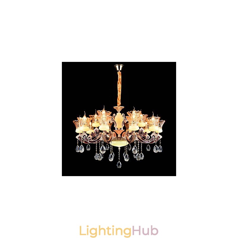 Pendant Light Zinc Alloy Feature for Crystal Mini Style Metal Indoors Shops 15 Bulbs