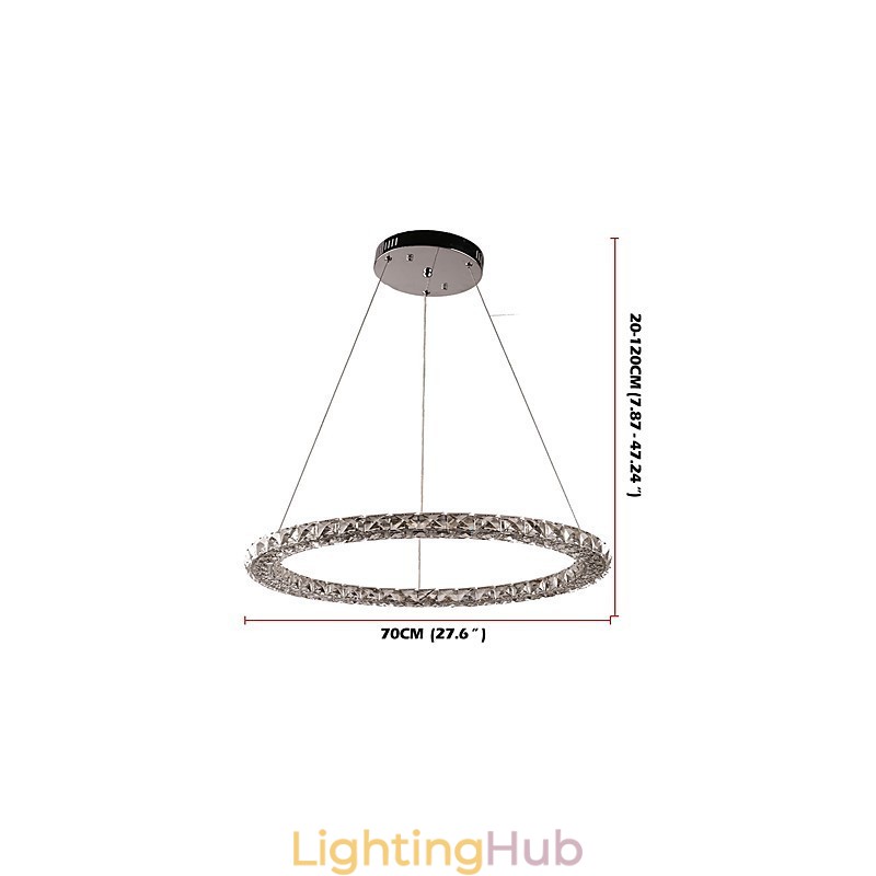 Modern Ring Crystal Pendant Light Modern Crystal Chandelier Ceiling Light Indoor Lamp Fixtures Dimmable with Remote Control