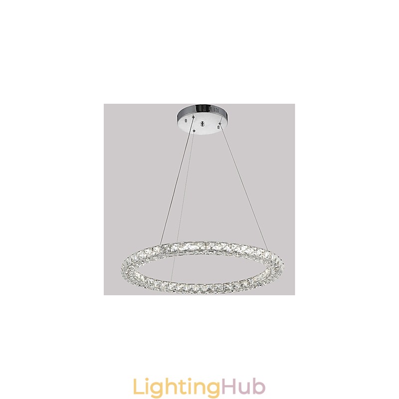 Modern Ring Crystal Pendant Light Modern Crystal Chandelier Ceiling Light Indoor Lamp Fixtures Dimmable with Remote Control