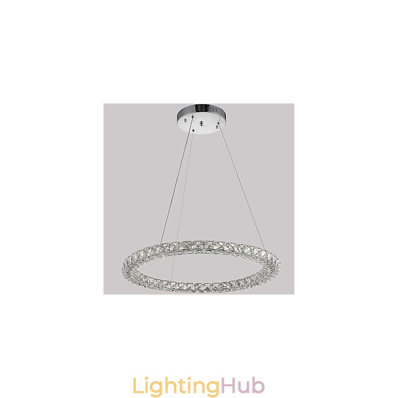 Modern Ring Crystal Pendant Light Modern Crystal Chandelier Ceiling Light Indoor Lamp Fixtures Dimmable with Remote Control