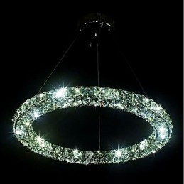 Modern Ring Crystal Pendant Light Modern Crystal Chandelier Ceiling Light Indoor Lamp Fixtures Dimmable with Remote Control