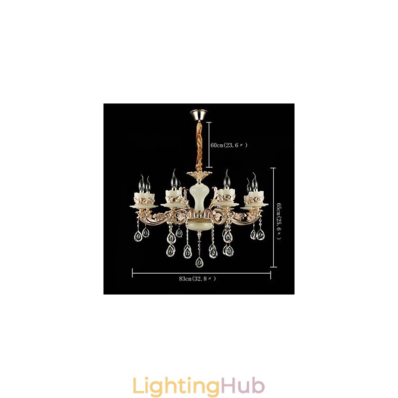 Traditional Classic Zinc Alloy Feature for Crystal Mini Style Metal 8 Bulbs Chandelier