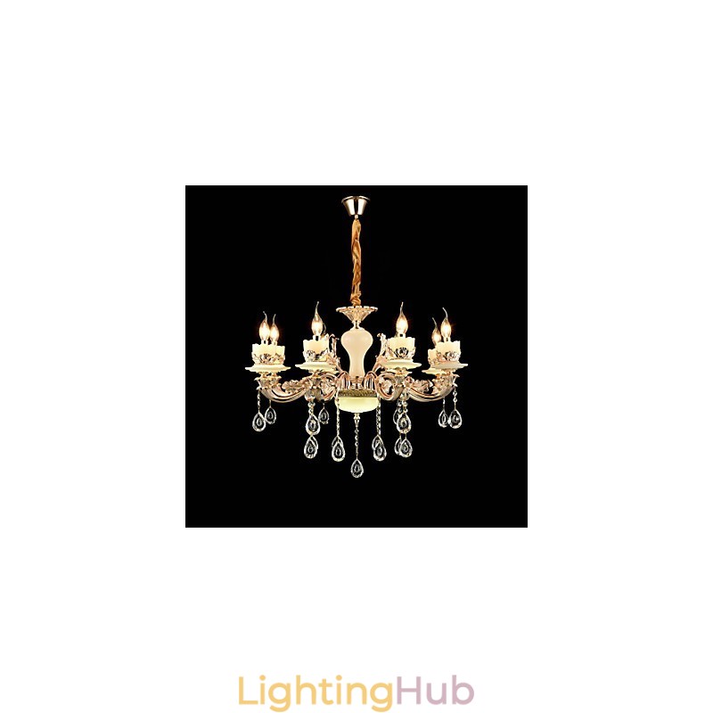 Traditional Classic Zinc Alloy Feature for Crystal Mini Style Metal 8 Bulbs Chandelier
