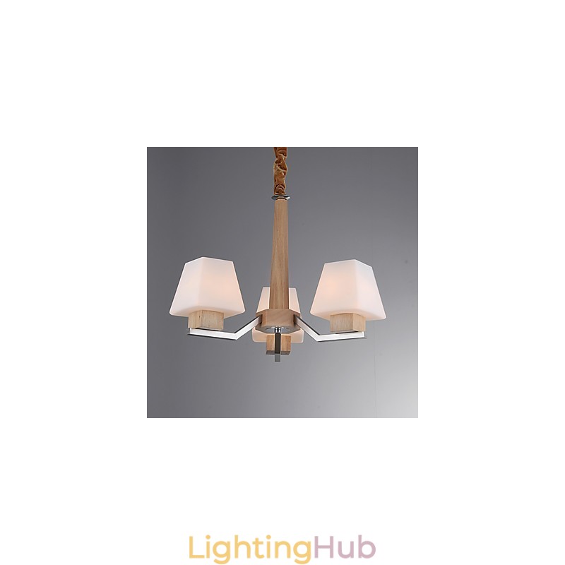 Modern Contemporary Electroplated Feature for Wood Bamboo Chandelier
