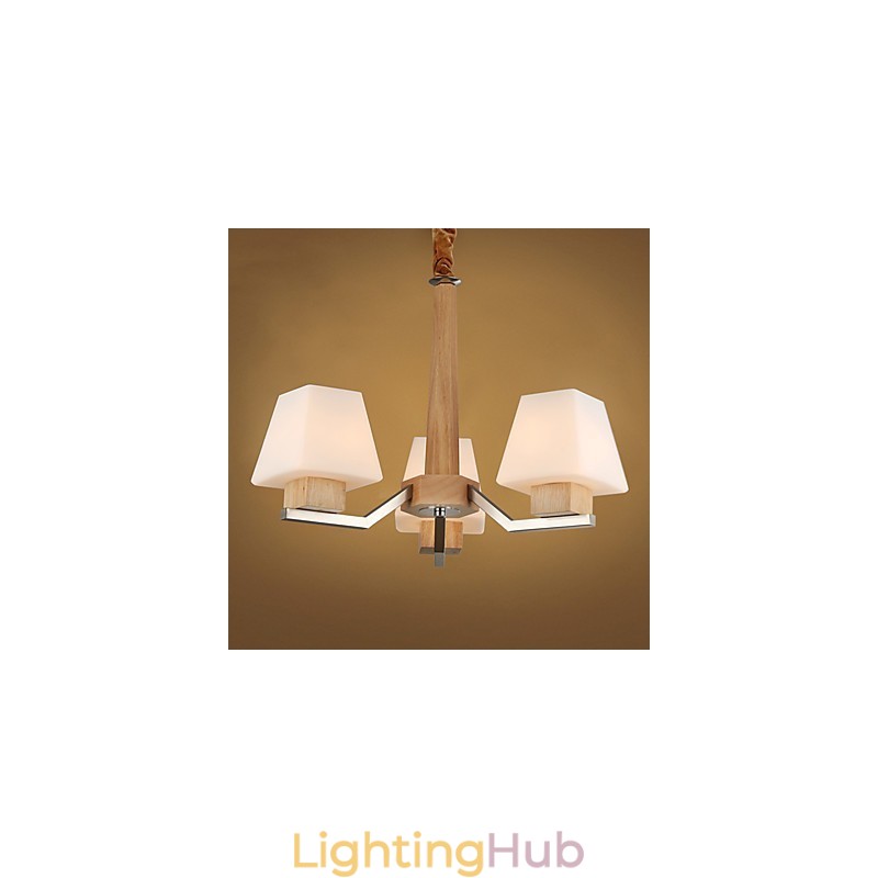 Modern Contemporary Electroplated Feature for Wood Bamboo Chandelier