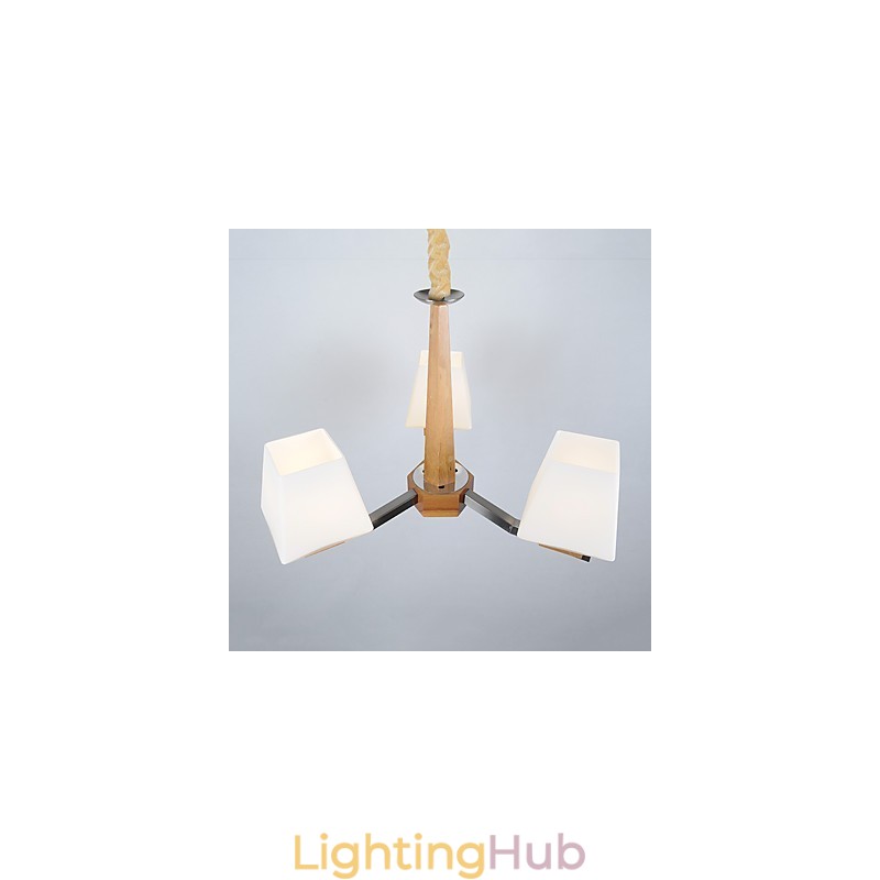 Modern Contemporary Electroplated Feature for Wood Bamboo Chandelier
