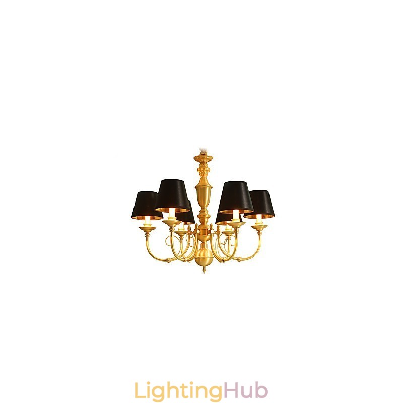 Chandelier Traditional Classic Country Brass Feature for Mini Style Metal 6 Bulbs