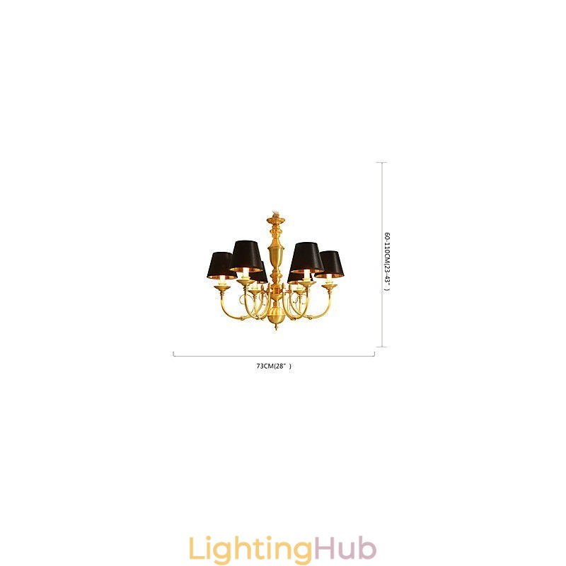 Chandelier Traditional Classic Country Brass Feature for Mini Style Metal 6 Bulbs