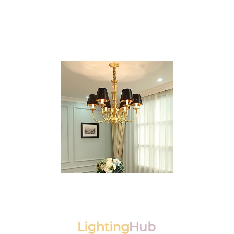 Chandelier Traditional Classic Country Brass Feature for Mini Style Metal 6 Bulbs