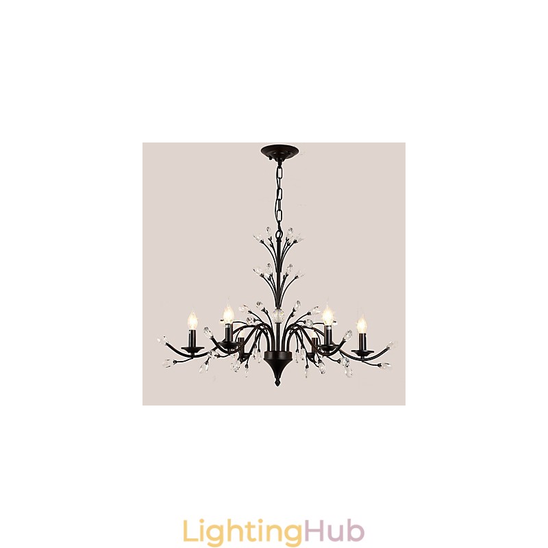6 Lights Crystal Chandelier Modern Contemporary Traditional Classic Vintage Retro Country Painting Feature