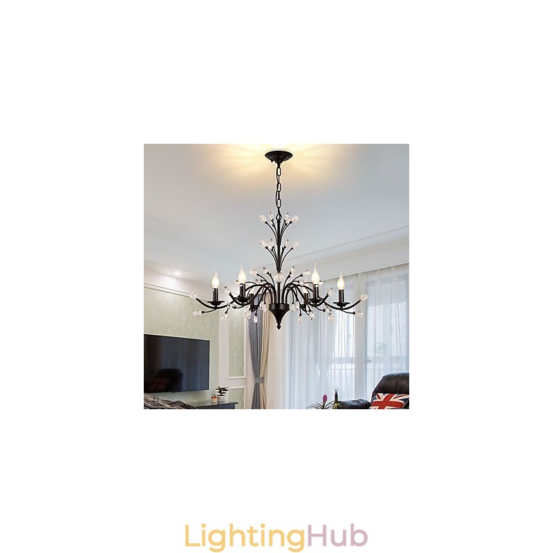 6 Lights Crystal Chandelier Modern Contemporary Traditional Classic Vintage Retro Country Painting Feature